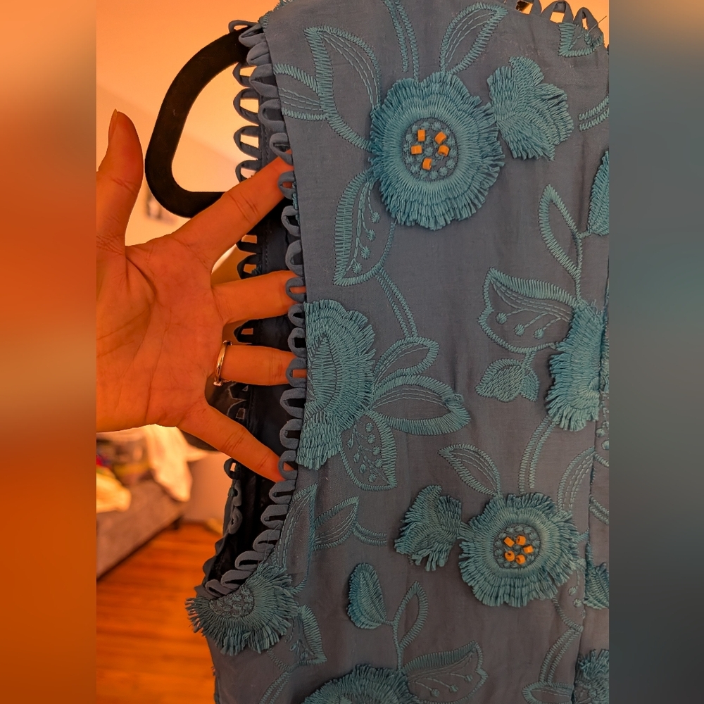 Farm Rio Blue 3d flower sleeveless maxi dress - Picture 14 of 16